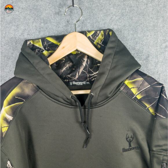 Huntworth Pullover Hoodie Green Long Sleeve Pockets Men's Size 2XL - Picture 3 of 16